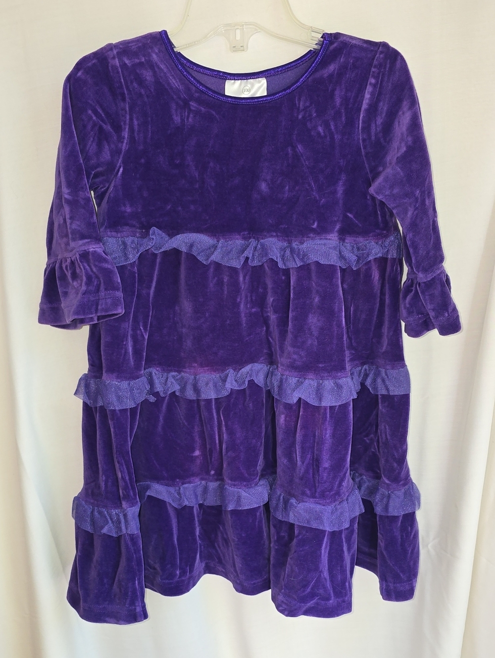 Hanna Andersson Velvet Ruffle Tiered Dress - Purple